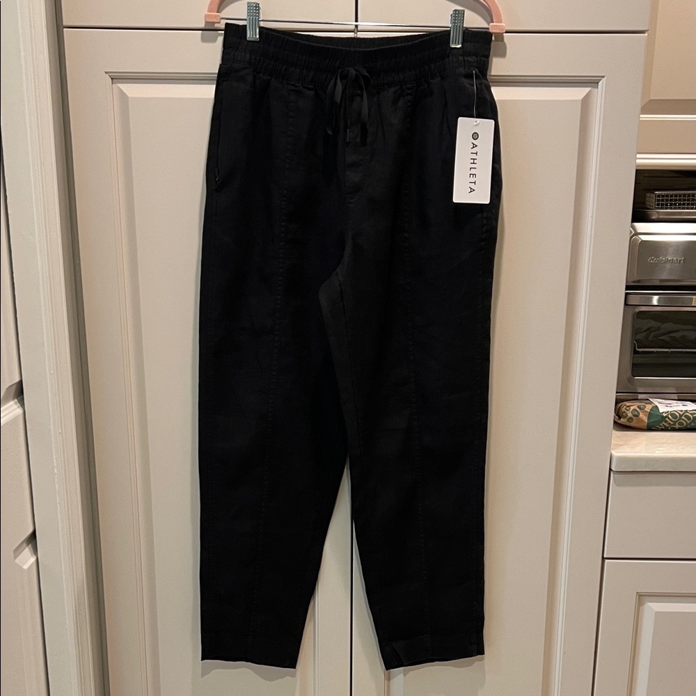 Athleta Black Relaxed Fit Pants string tie, full length. Small